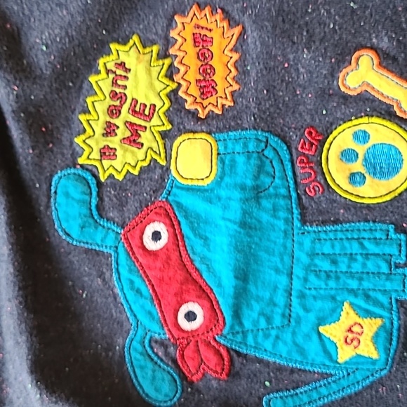 Navy speckled pullover hoodie with puppy detail - Picture 4 of 4